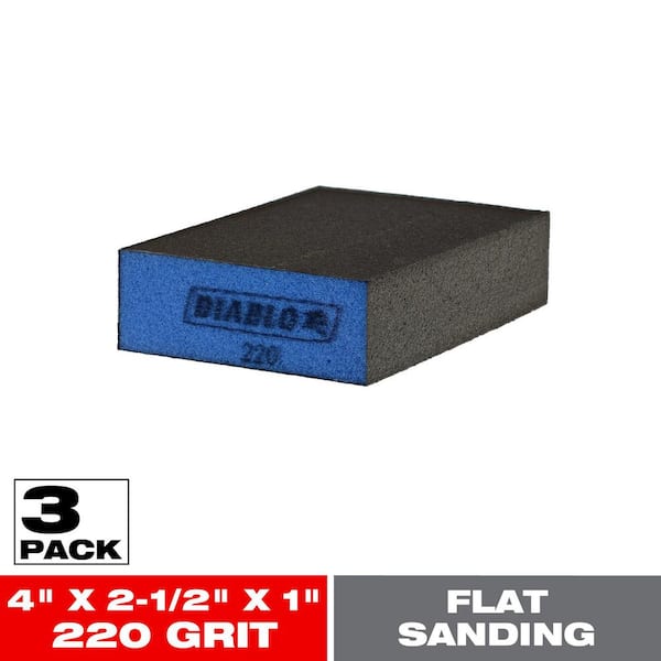4-1/2 in. x 2-3/4 in. x 1 in. 220 Grit Ultra Fine Flat Edge Sanding Sponge (3-Pack)