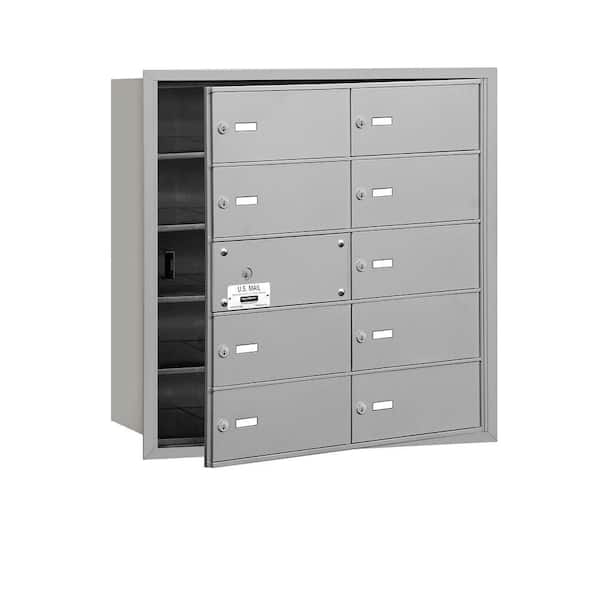 Salsbury Industries Aluminum USPS Access Front Loading 4B Plus Horizontal Mailbox with 10B Doors (9 Usable)