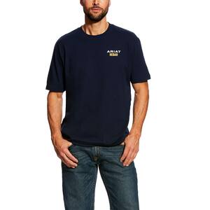 Men's Size X-Large Tall Navy Rebar Cottonstrong Logo Short Sleeve Work T-Shirt