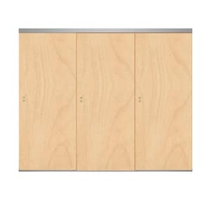 96 in. x 80 in. Smooth Flush Stain Grade Maple Solid Core MDF Interior Closet Sliding Door with Chrome Trim