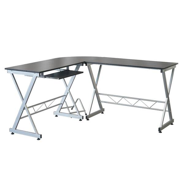 Outopee 59 in. W Black L-Shaped Wood Computer Desk