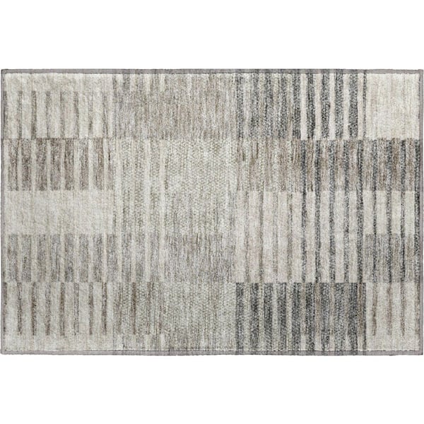 Mayfield Premium Machine Washable Abstract AMF954 Beige 2 ft. x 3 ft. Area Rug