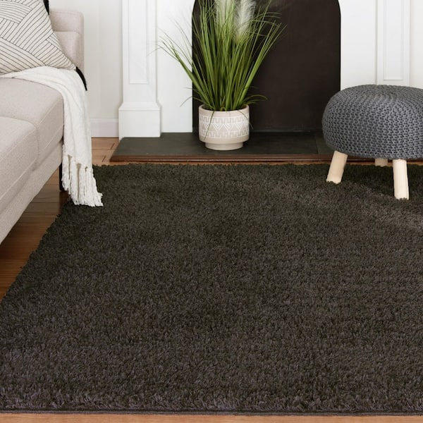 Geneva Shag 10 ft. x 15 ft. Soot Gray Solid Area Rug