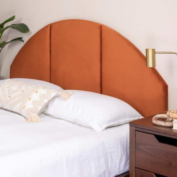 Terracotta Velvet Arched Queen Sound Reducing Headboard