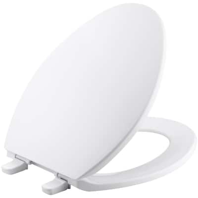 Brevia Elongated Closed Front Toilet Seat with Quick-Release Hinges in White
