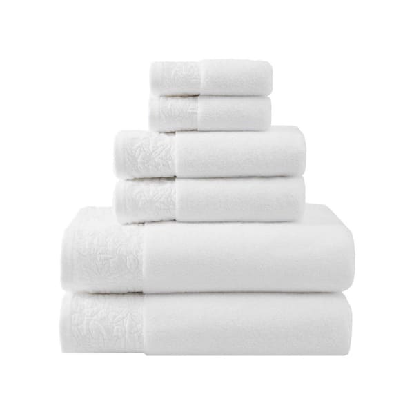 VERA WANG Tonal Floral White Cotton 6-Piece Terry Towel Set