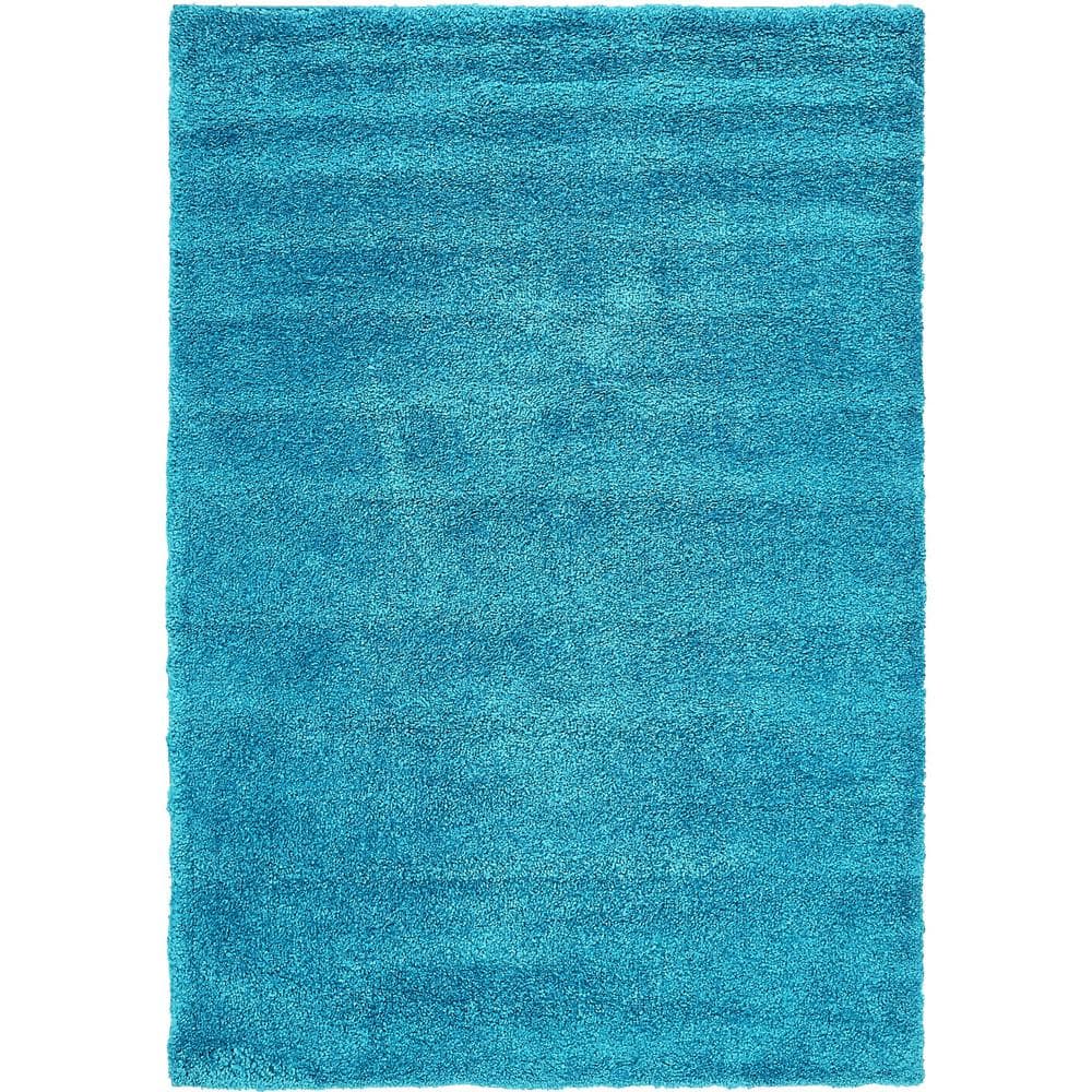 Turquoise Shag Synthetic 5' x 7' Easy Care Area Rug