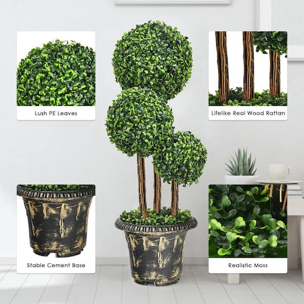 HONEY JOY 30 in. Green Artificial Topiary Cactus 3 Ball Tree Decorative  Trees Fake Greenery Plants Indoor and Outdoor TOPB004797 - The Home Depot