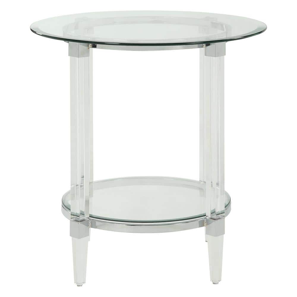 Acme Furniture Polyanthus Clear Acrylic, Chrome and Clear Glass End
