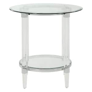 Polyanthus Clear Acrylic, Chrome and Clear Glass End Table