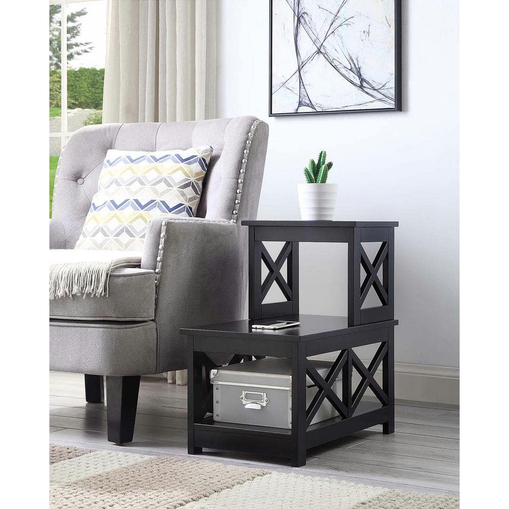 Oxford 23.75 in. White Wood 2 Step Chairside End Table - thumbnail 4