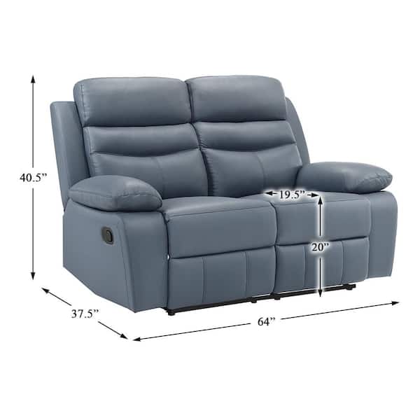 Lazzara Edelia 64 in. W Blue Leather Manual Double Reclining 2