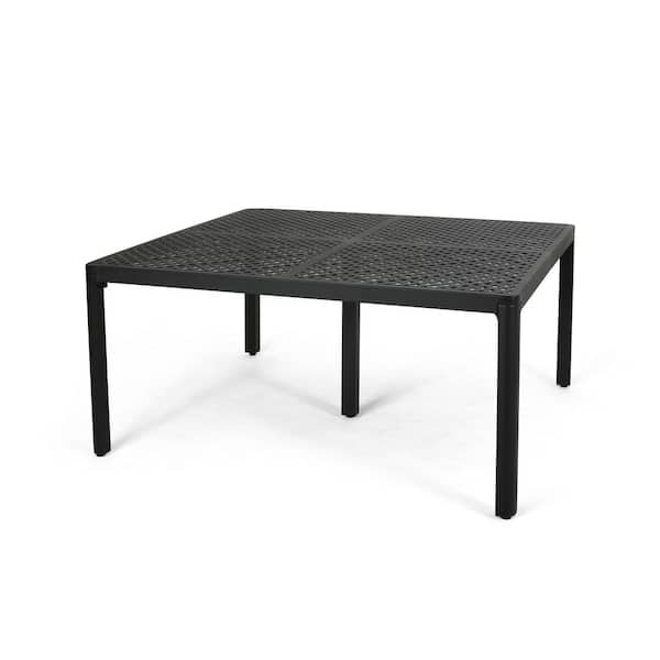 61 in., Square Tabletop Aluminium Outdoor Dining Table, Black