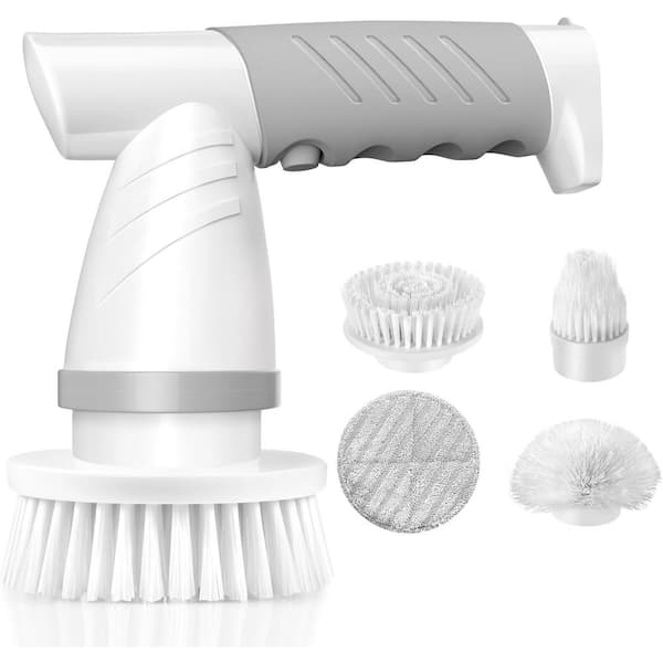 ITOPFOX Electric Bathroom Scrub Brush Cordless Spin Scrubber with 4 Replaceable Cleaning Brush Heads in Grey