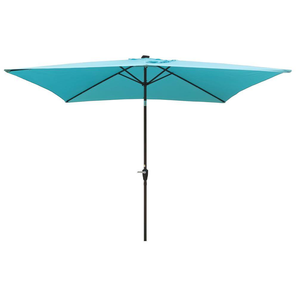 10 x 6.5 ft. Crank and Push Button Patio Umbrella in Medium Turquoise