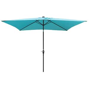10 x 6.5 ft. Crank and Push Button Patio Umbrella in Medium Turquoise