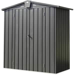 5.7 ft. W x 3 ft. D Metal Outdoor Storage Shed Garden Tool Gabinet with Lockable Double Door, Black (13.5 sq. ft.)