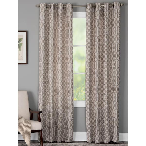 Natco Holland 50 in. W x 63 in. L Polyester Room Darkening Window Panel in Taupe