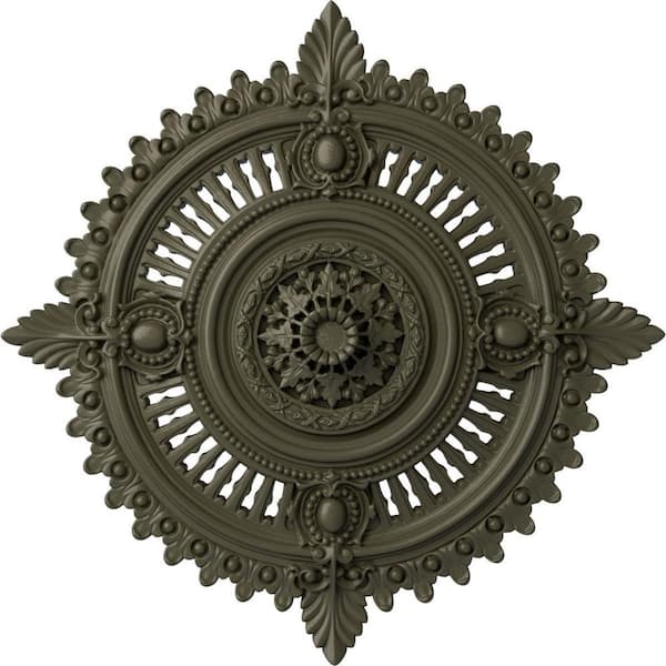 Ekena Millwork 30-5/8" x 2-1/2" Tellson Urethane Ceiling Medallion (Fits Canopies up to 6-3/4"), Brass