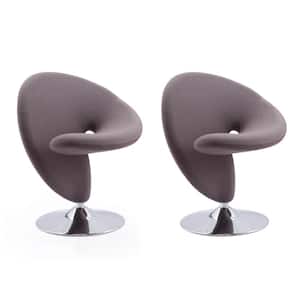 Curl Grey and Polished Chrome Wool Blend Swivel Accent Chair (Set of 2)