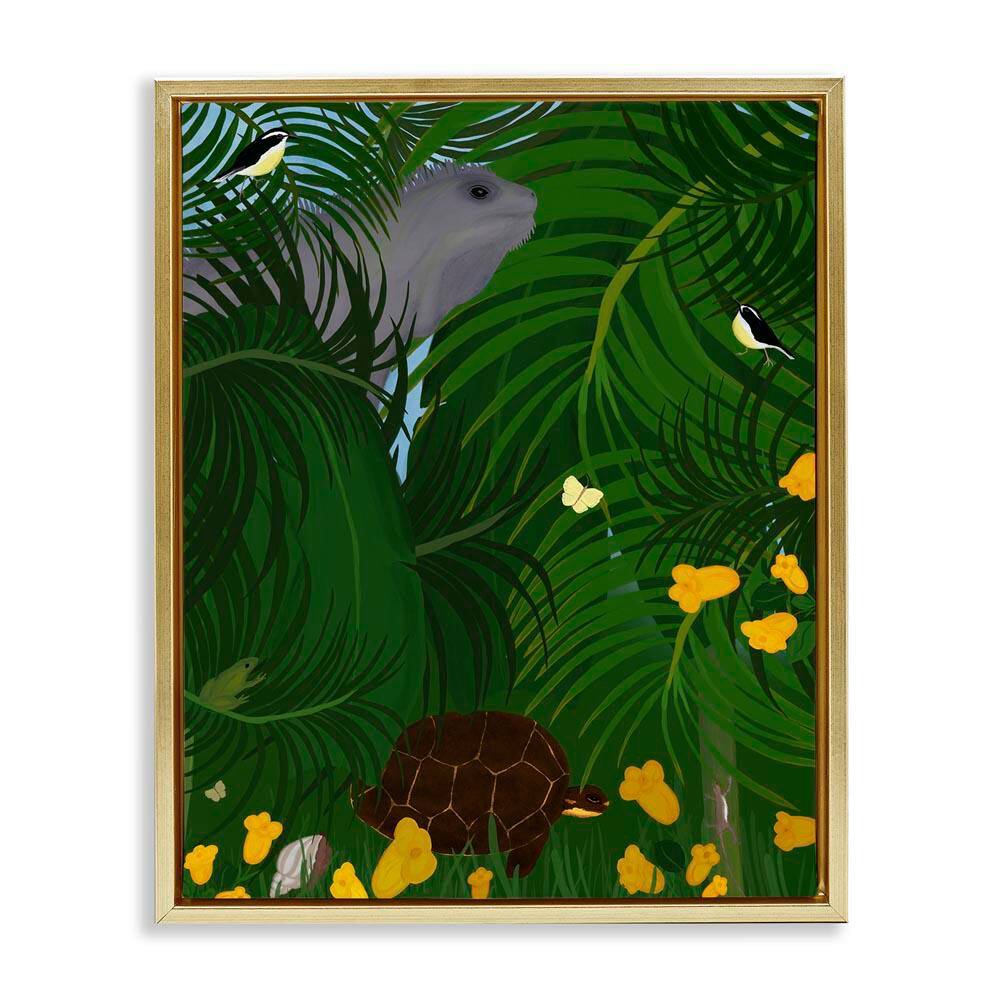 Island Life Animals by Michelle Ingari Designs Gold Floater Frame Animal Graphic Art Print 31 in. x 25 in. price history on PriceWatchPro