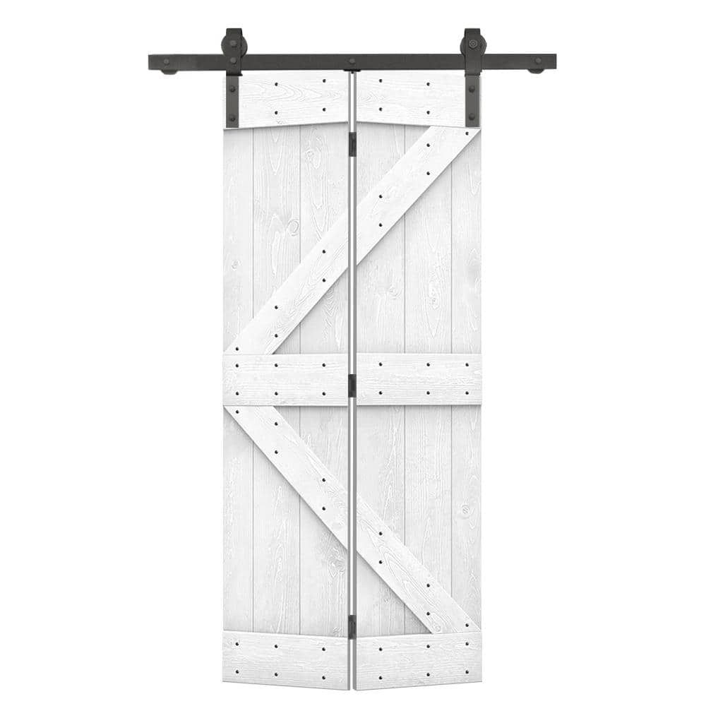 36 in. x 80 in. K Series Solid Core White Stained DIY Wood Bi-Fold Door with Sliding Hardware Kit price history on PriceWatchPro