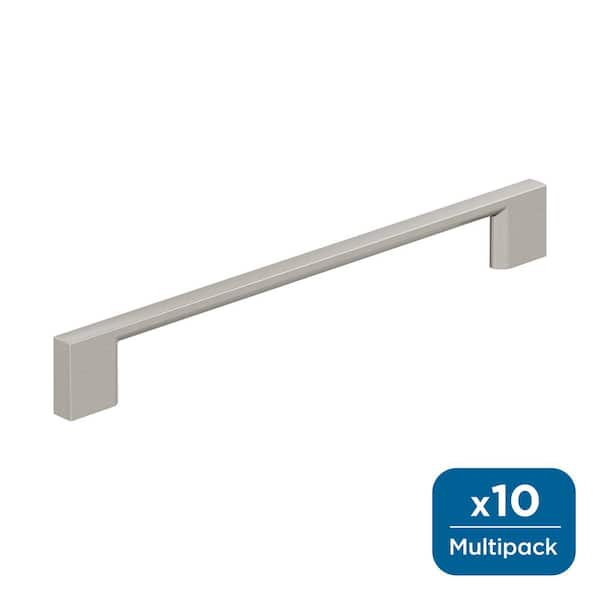 Amerock Cityscape 7-9/16 in. (192 mm) Center-to-Center Satin Nickel Cabinet Bar Pull (10-Pack )