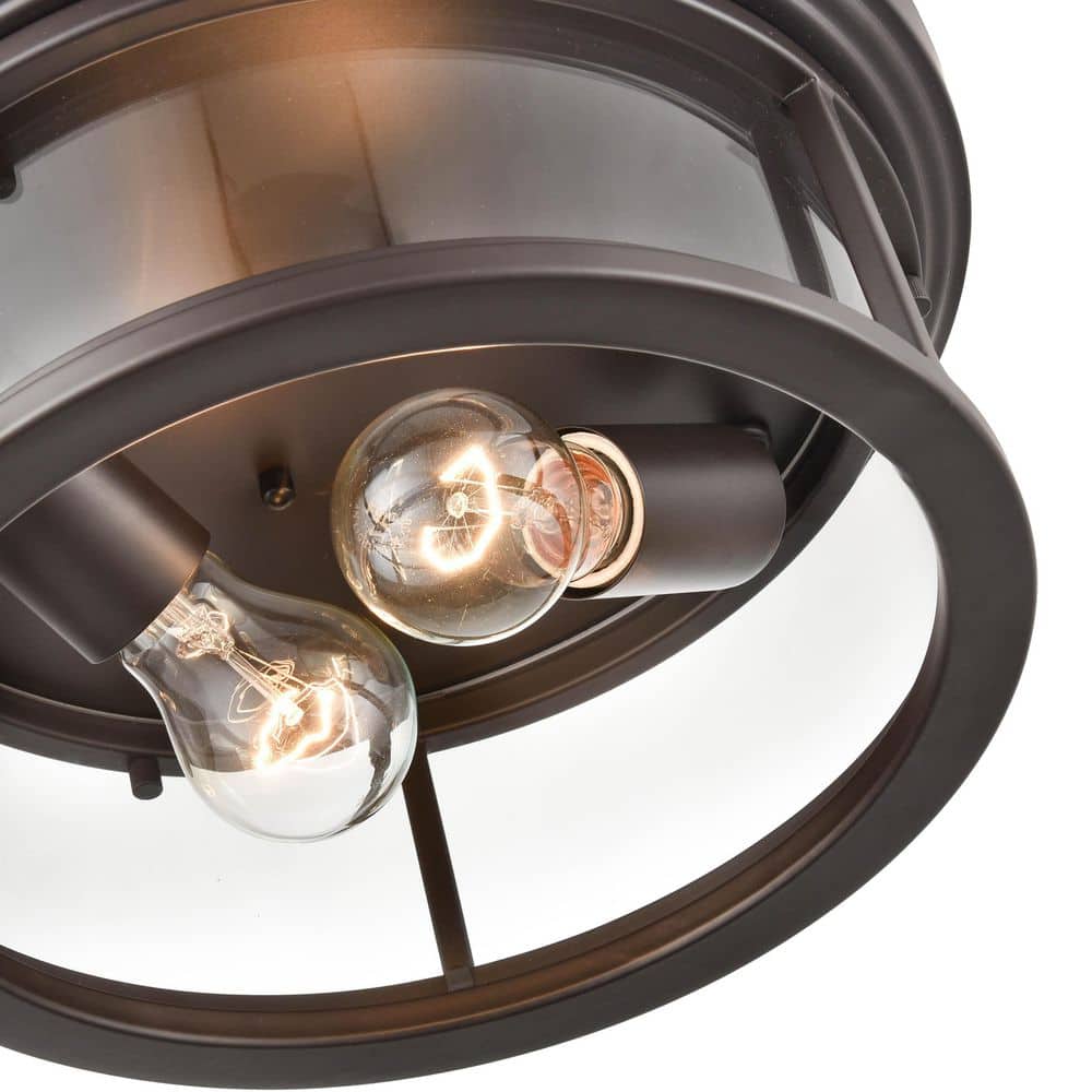 Powder Coat Bronze Glass 12" Flush Mount Light