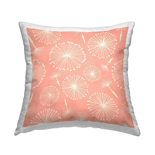 Stupell Industries Peach Dandelion Pattern Outdoor Printed Throw Pillow by Carrie Cantwell
