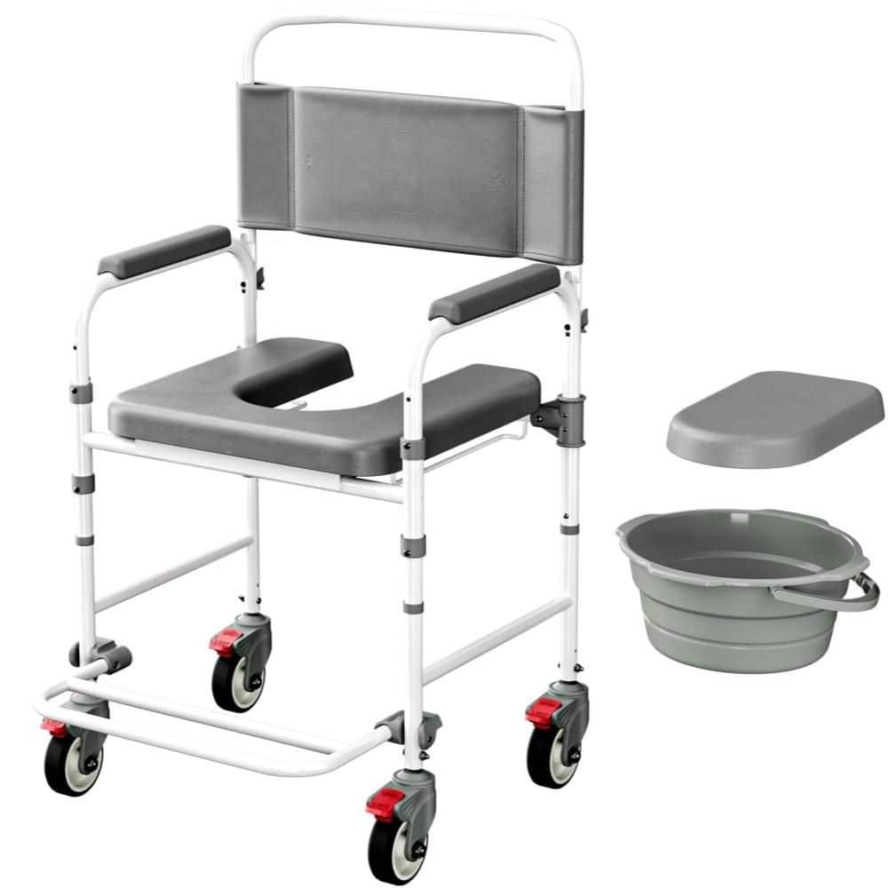 Extra Wide Toilet Safety Rail, Rear Front Open Toilet Seat in White and Grey, with Locking Wheels, 300 lbs. Capacity price history on PriceWatchPro
