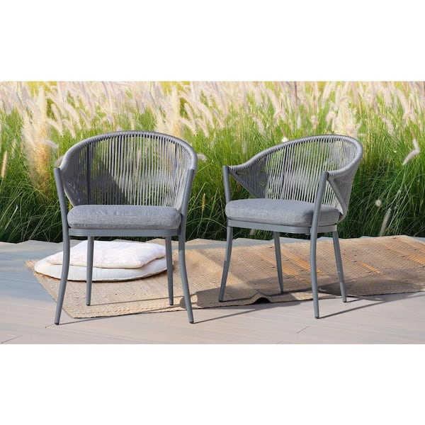 Woven Rope Outdoor Arm Dining Chair, Woven Rope Seat Dining Chairs