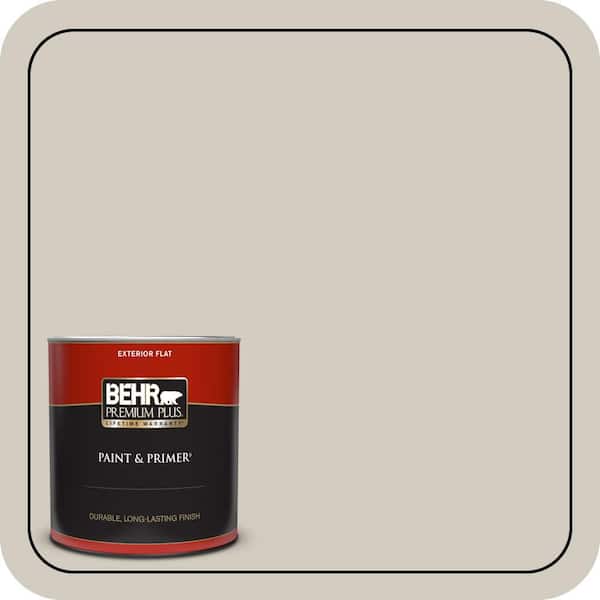 BEHR PREMIUM PLUS 1 qt. #N320-2 Toasty Gray Flat Exterior Paint & Primer