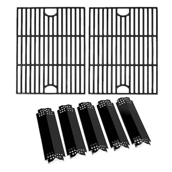 17 in Cast Iron Grill Grates and Porcelain Steel Heat Plates for Nexgrill 720-0830H and 720-0888N, 7-Piece Kit