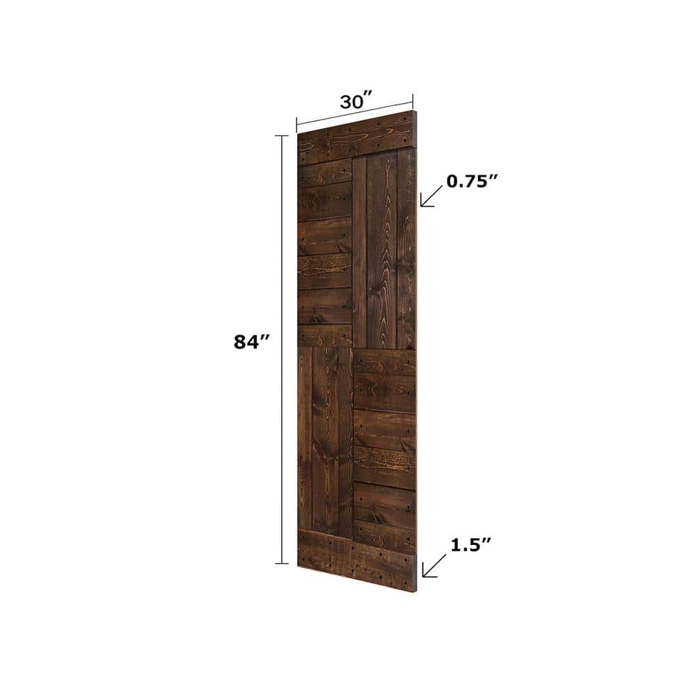 Kona Coffee Solid Wood Double Sliding Barn Door with Matte Finish