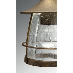 Prairie Collection 1-Light Burnished Chestnut Clear Seeded Glass Craftsman Outdoor Medium Wall Lantern Light