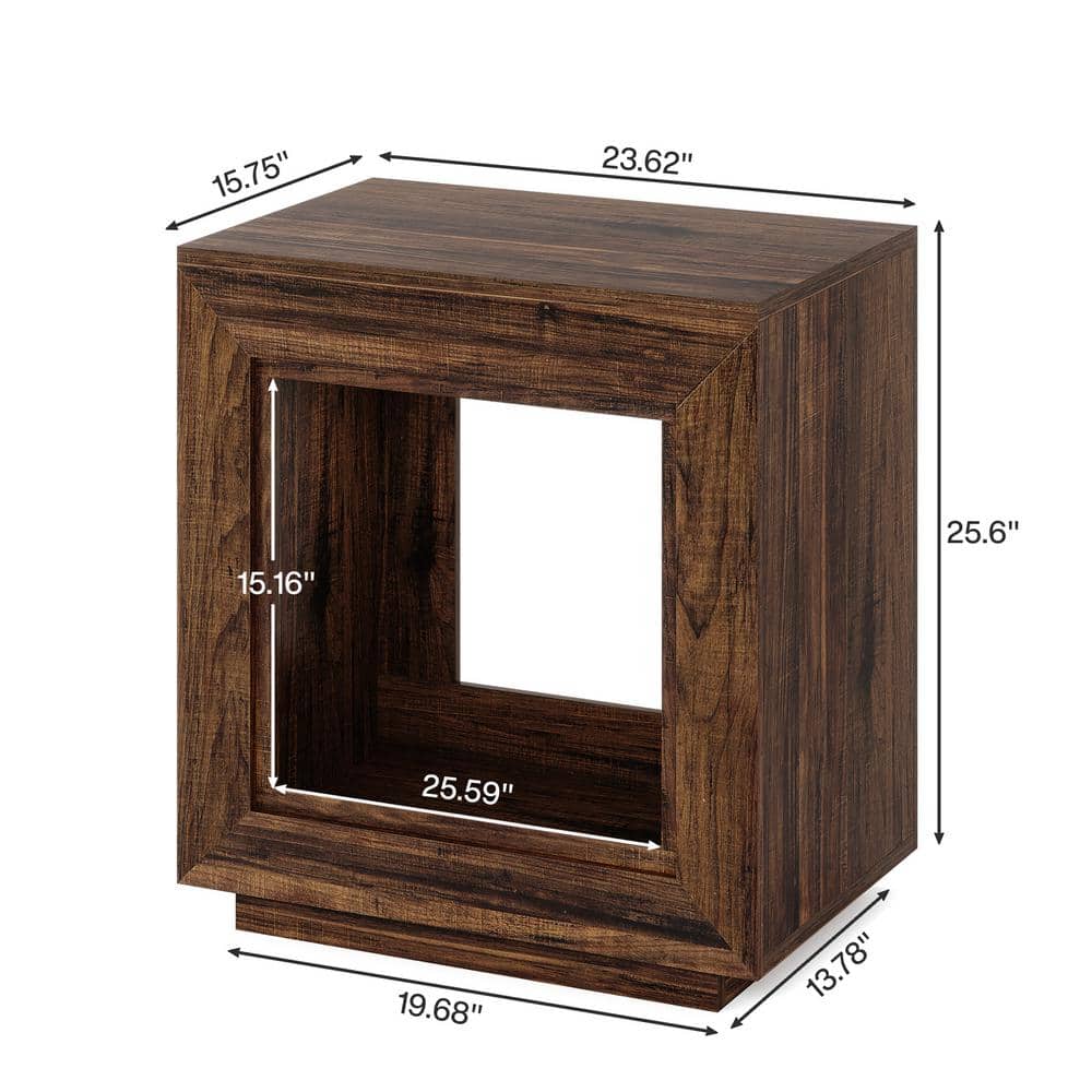 Kerlin 23.62 in. Walnut Rectangular Wood End Table Set of 2, Nightstand Bedside Table with Storage - thumbnail 5