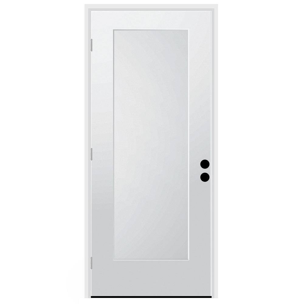 36 in. x 80 in. 1-Panel Left-Hand/Inswing Unfinished Primed White Fiberglas