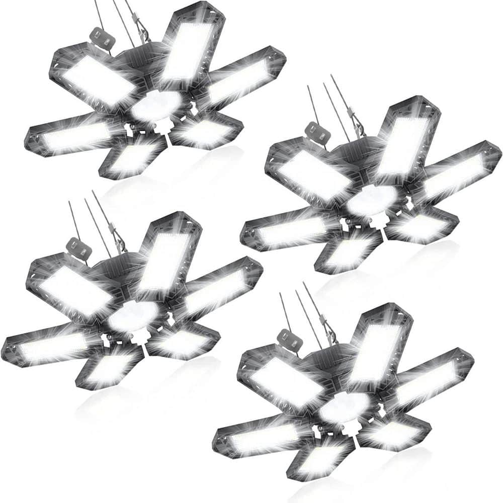 20000-Lumens LED Garage Shop Light 4-Pack 200W 6500K Plug-In Ceiling Fixture with Deformable Panels for Workbench price history on PriceWatchPro