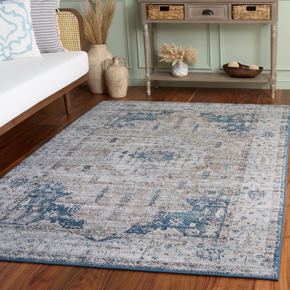 Vintage Tabriz 5 ft. x 8 ft. Gray/Blue Distressed Medallion Area Rug price history on PriceWatchPro