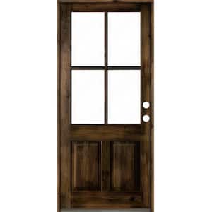 32 in. x 96 in. Knotty Alder Left-Hand/Inswing 4-Lite Clear Glass Black Stain Wood Prehung Front Door