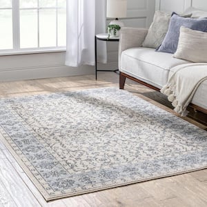 Topkapi Savona Persian Floral Medallion Light Blue 5 ft. 3 in. x 7 ft. 3 in. Distressed Area Rug
