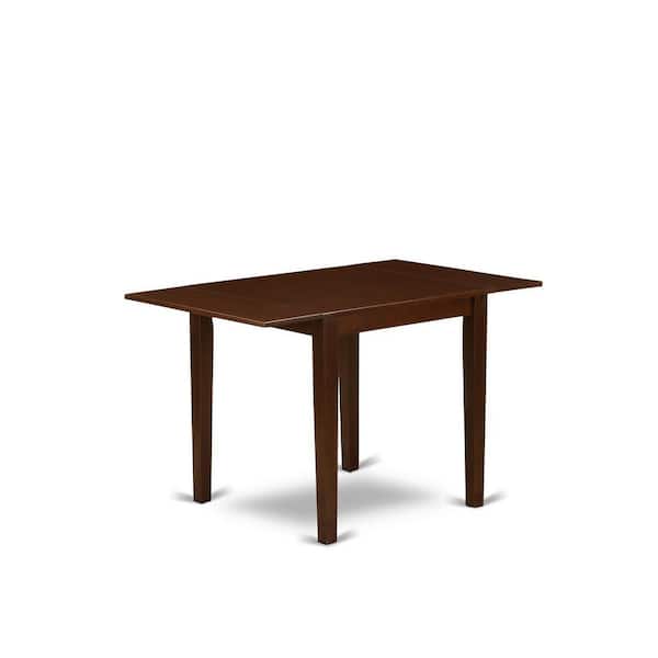 East West Furniture 3-Piece Mahogany Finish Solid Wood Top with Dropleaf Dining Table Set