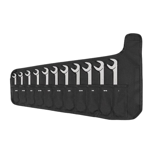 TEKTON 3/8 1 in. Angle Head Open End Wrench Set with Pouch (11Piece) WAE92102 The Home Depot