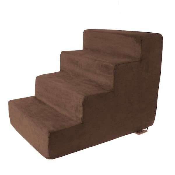 Pet Trex Brown High Density Foam Pet Stairs - 4 Steps with Machine Washable Furniture Cover and Nonslip Bottom