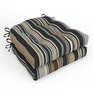 Stripe 19 in. W x 4 in. D Outdoor Square Tufted Wicker Seat Cushion with Ties, 2-Count, 19x19 Black Multi Labrisa Rattan