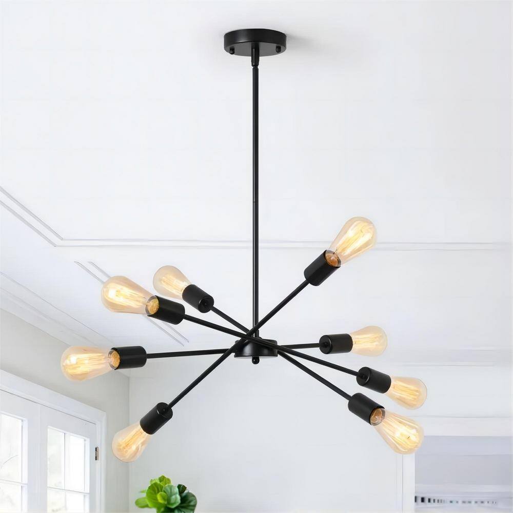 23.07 in. 8-Light Black Rustic Sputnik Chandelier for Kitchen Island with no Bulbs Included price history on PriceWatchPro