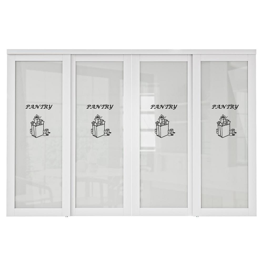 120 in. x 80 in. 1-Lite Tempered Frosted Glass White Finished Solid Core Sliding Door with Pantry Sticker and Hardware price history on PriceWatchPro