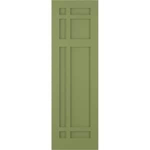 18 in. x 42 in. Flat Panel True Fit PVC San Juan Capistrano Mission Style Fixed Mount Shutters Pair in Moss Green