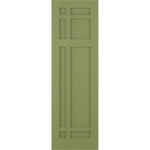 18 in. x 44 in. Flat Panel True Fit PVC San Juan Capistrano Mission Style Fixed Mount Shutters Pair in Moss Green
