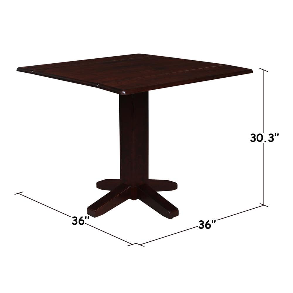 36'' Rich Mocha Solid Wood Extendable Dining Table